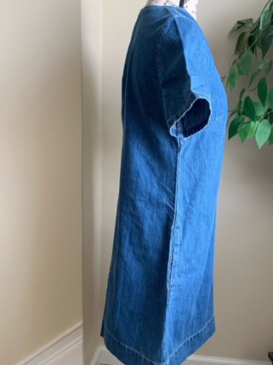 J.Crew Denim V-neck dress-AR634-BREEZY BLUE WASH-cotton-size 2-NWT - Picture 3 of 4